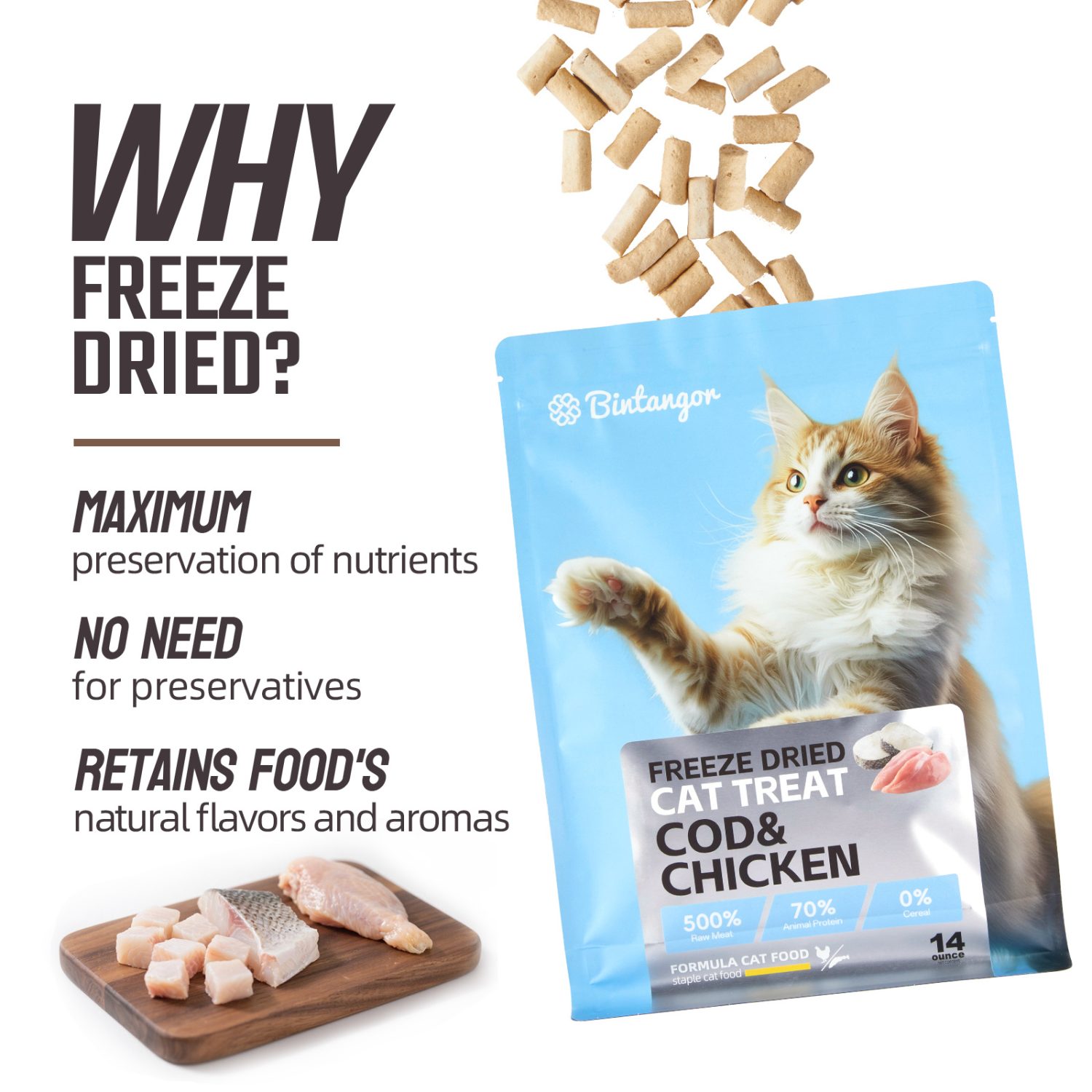 Chicken Cod Formula Freeze-Dried Cat Food M (397g)