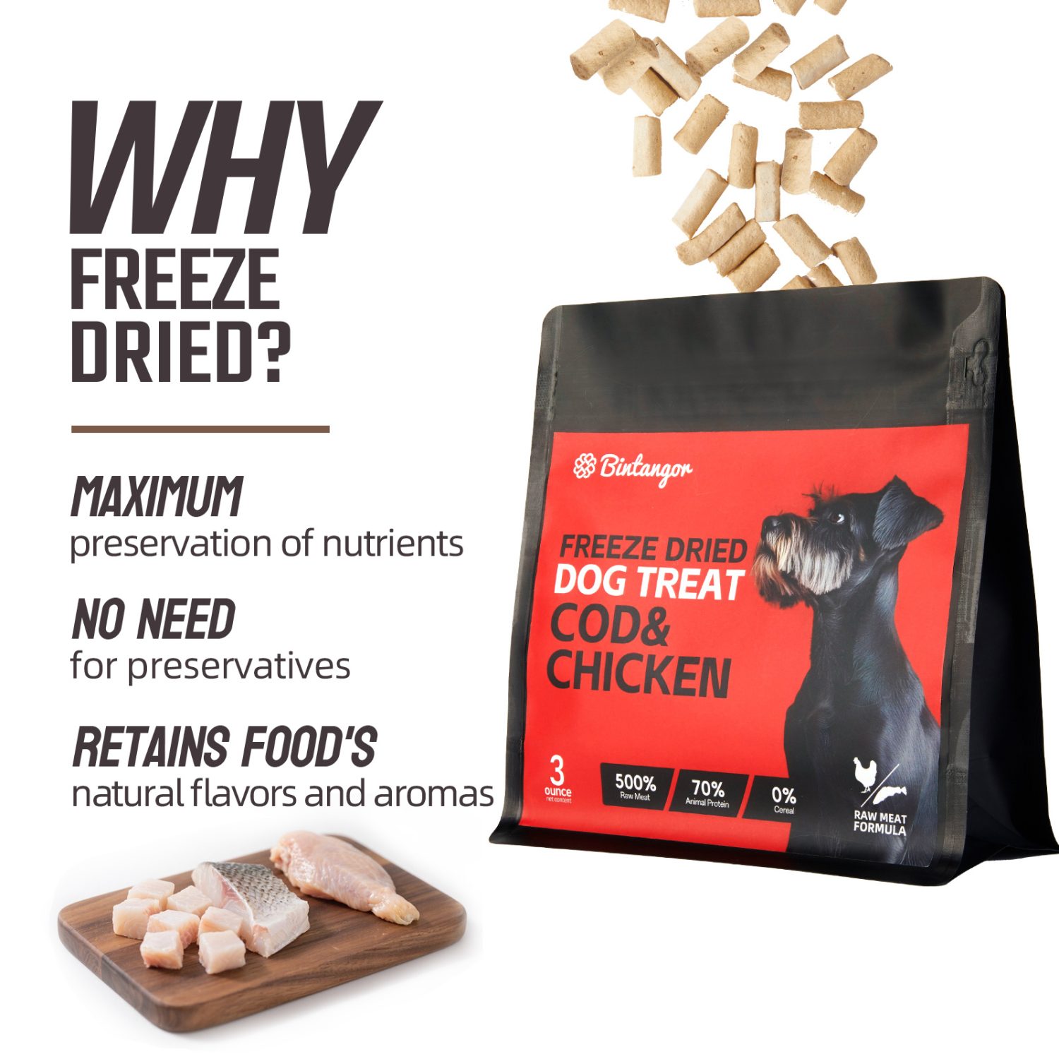 Chicken Cod Freeze-Dried Dog Food S (85g)