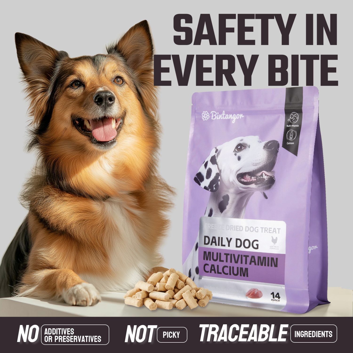 Multivitamin calcium raw bone meat freeze-dried dog food M (397g)