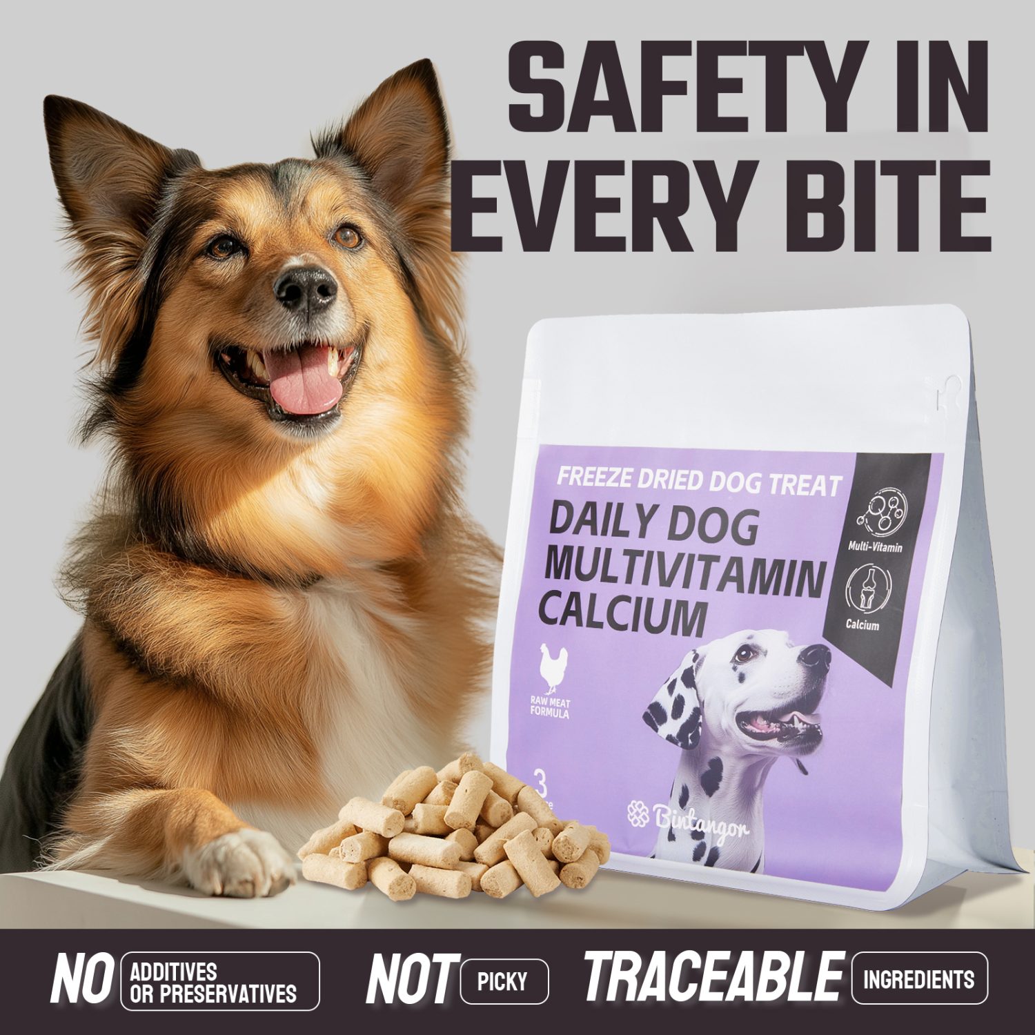 Multivitamin calcium raw bone meat freeze-dried dog food M (397g)